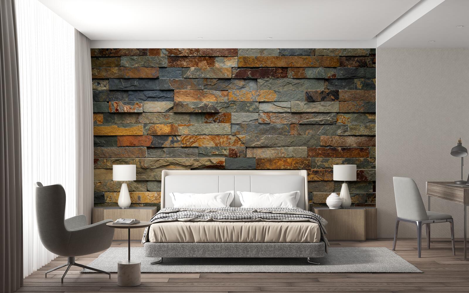 Фотошпалери стіна з різнокольорового каменю