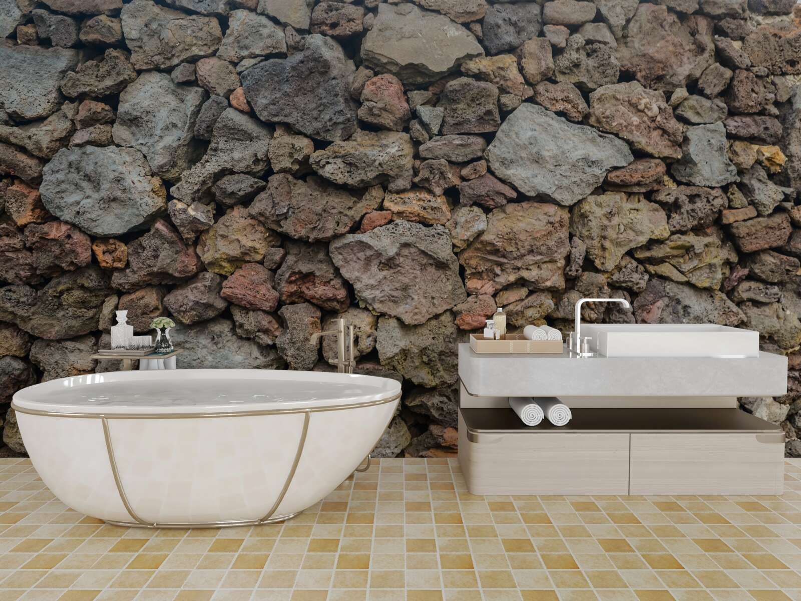 Фотошпалери Стіна з вулканічного каменю