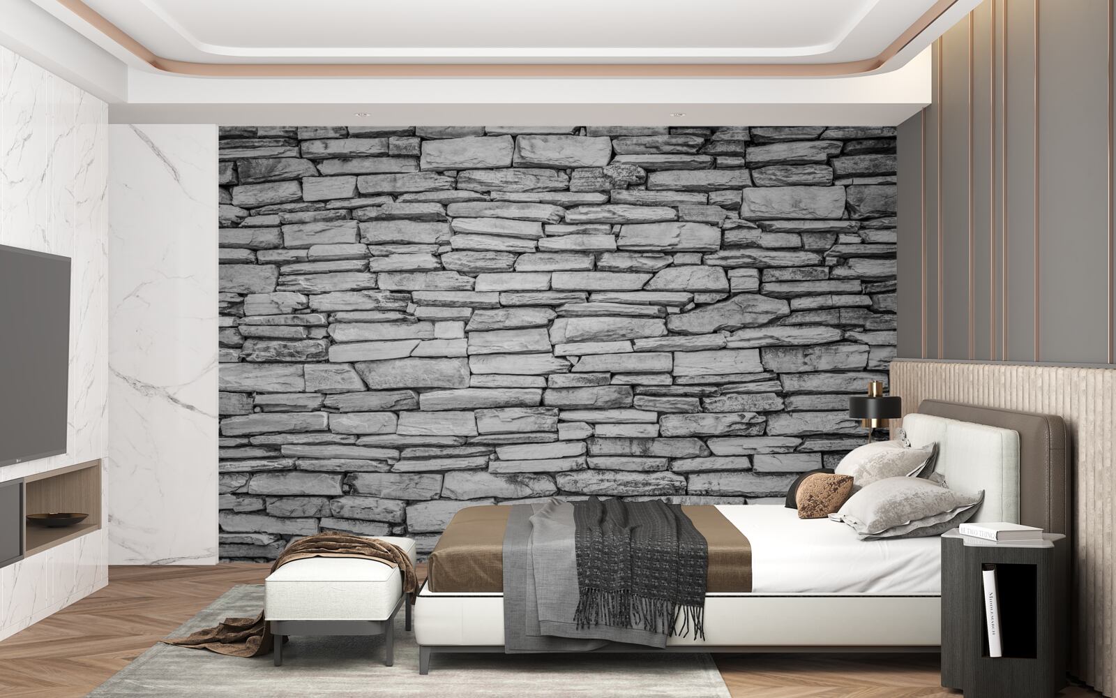 Фотошпалери структура стін із сірого каменю