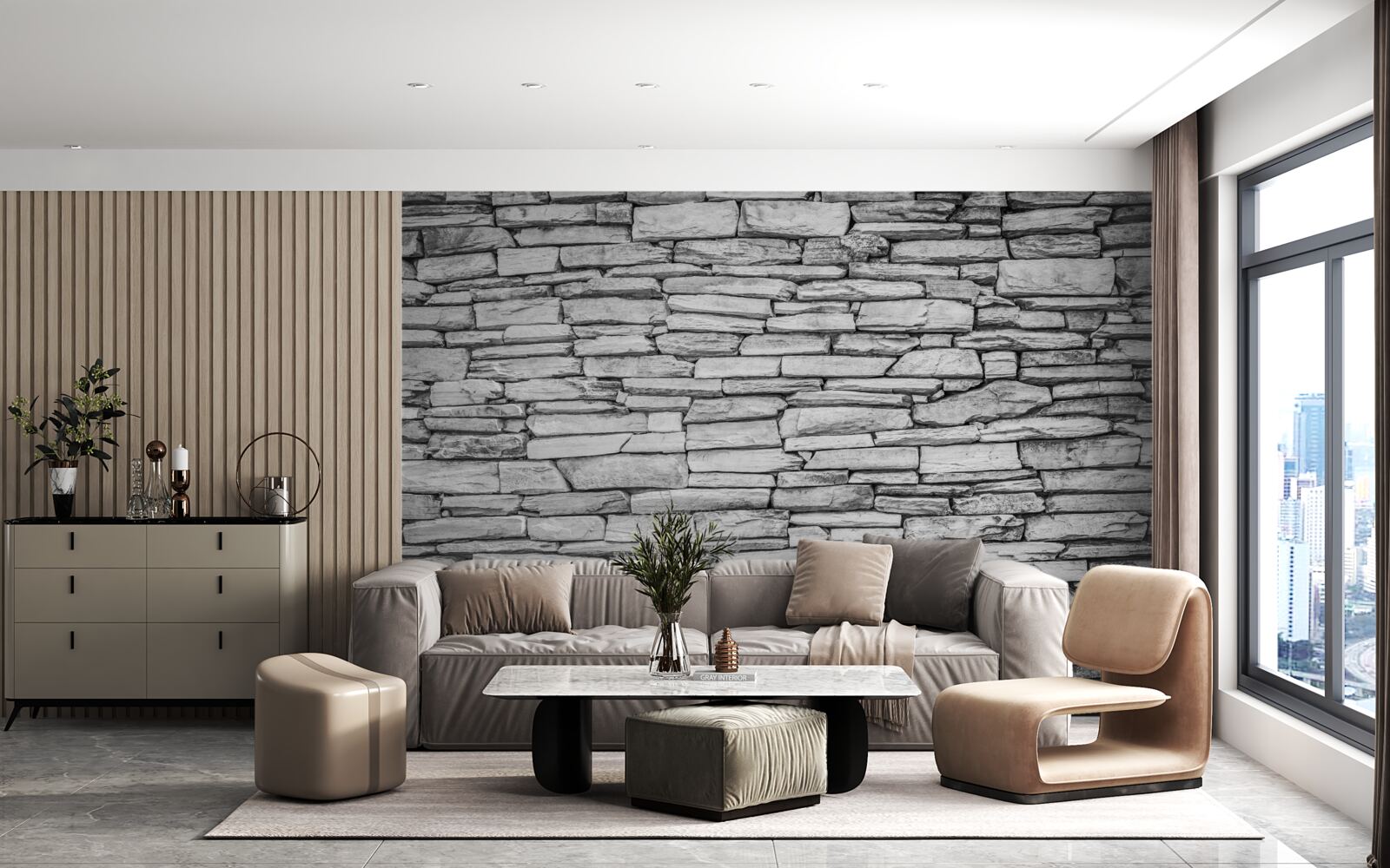 Фотошпалери структура стін із сірого каменю