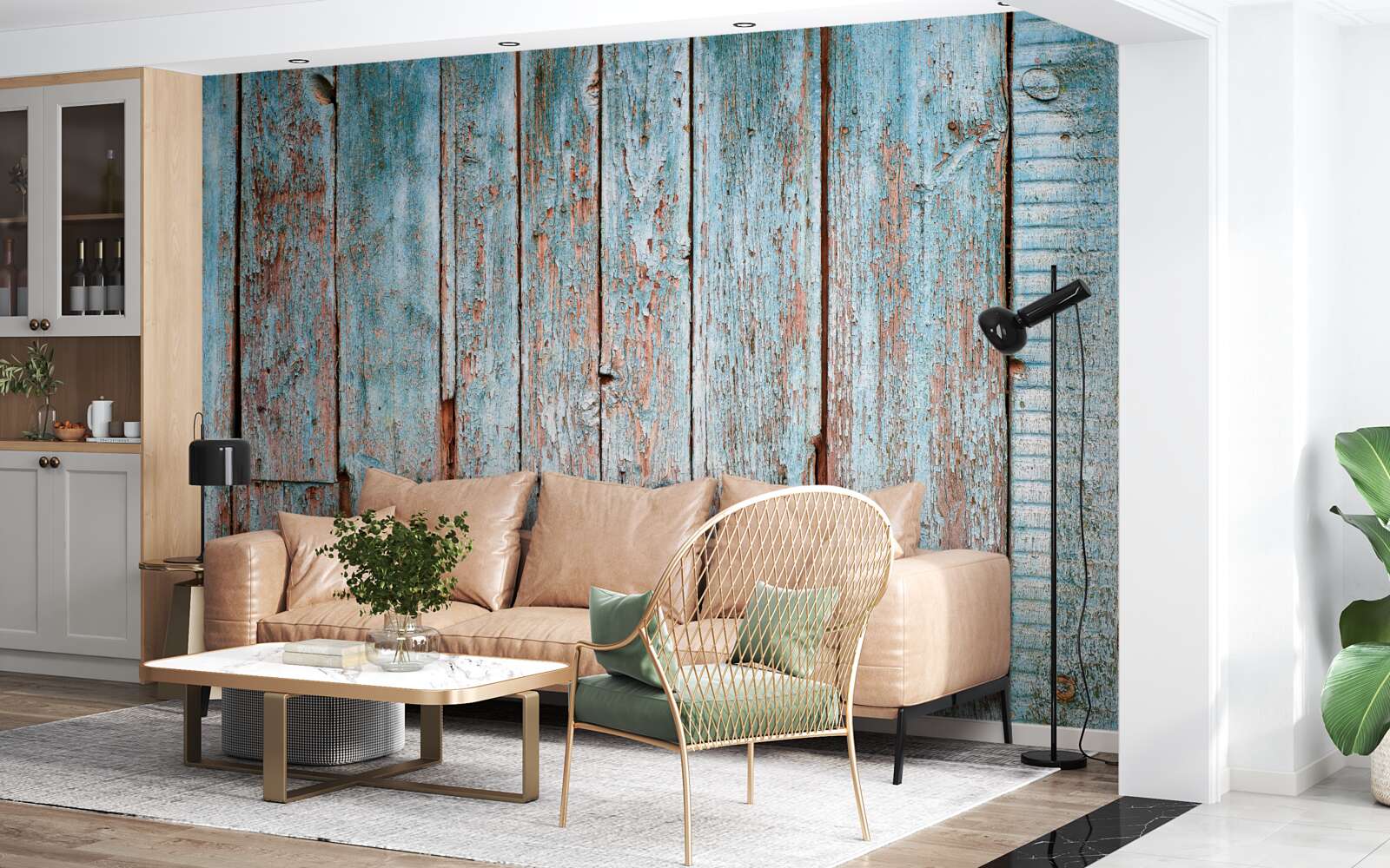 Фотошпалери тло зі старих балок у відтінках сірого та синього