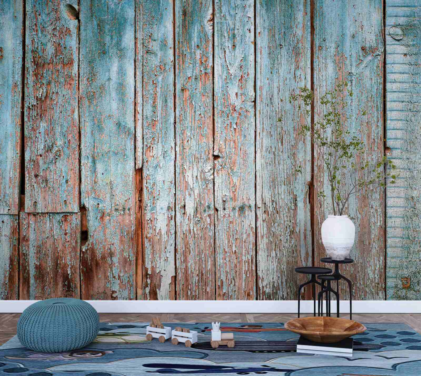 Фотошпалери тло зі старих балок у відтінках сірого та синього