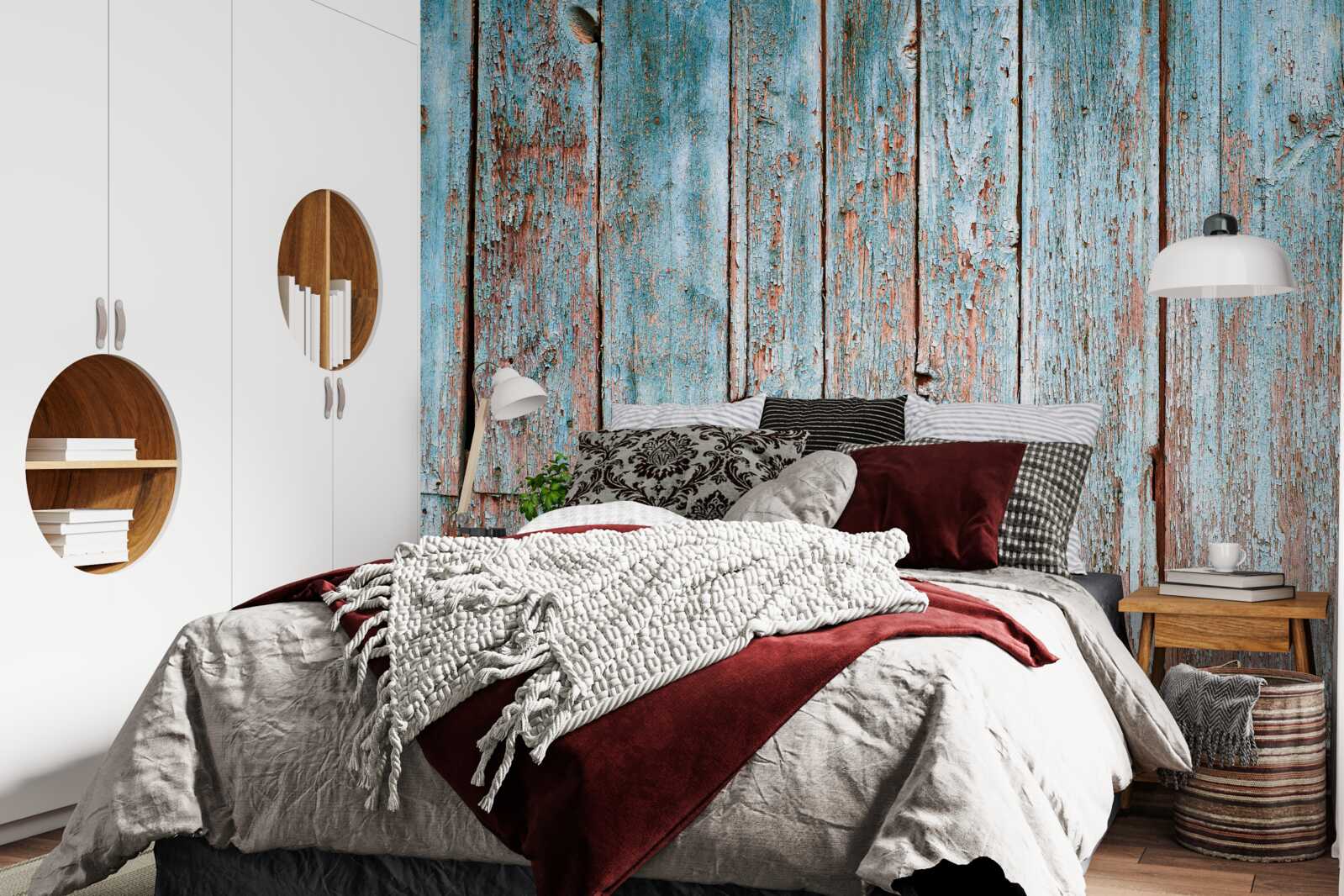 Фотошпалери тло зі старих балок у відтінках сірого та синього