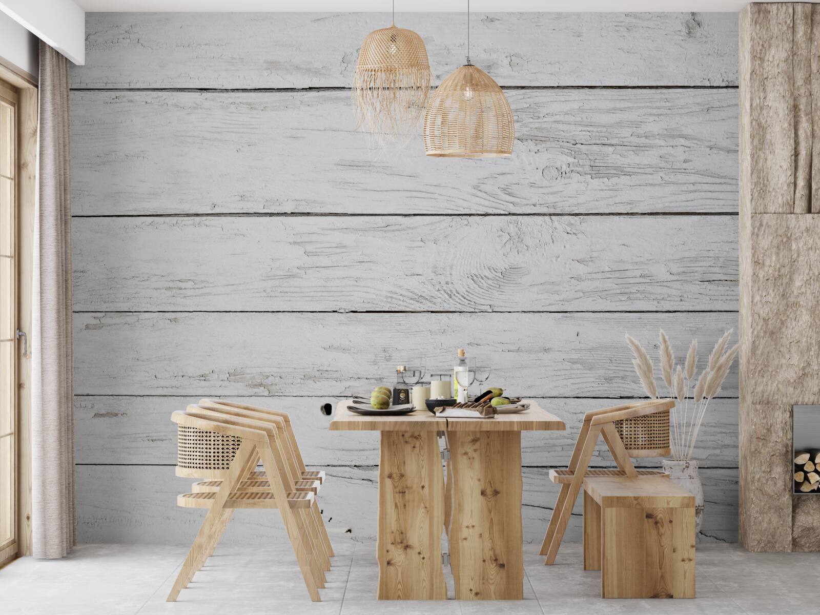 Фотошпалери світло-сіра дерев'яна паркетна дошка