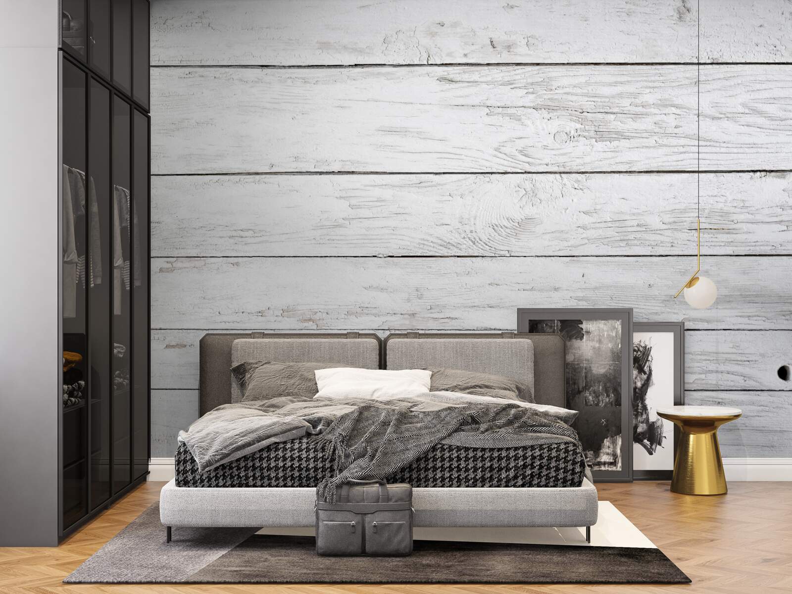 Фотошпалери світло-сіра дерев'яна паркетна дошка