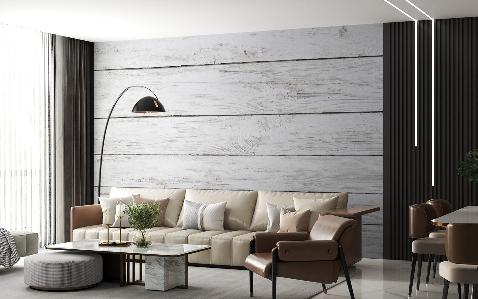 Фотошпалери світло-сіра дерев'яна паркетна дошка