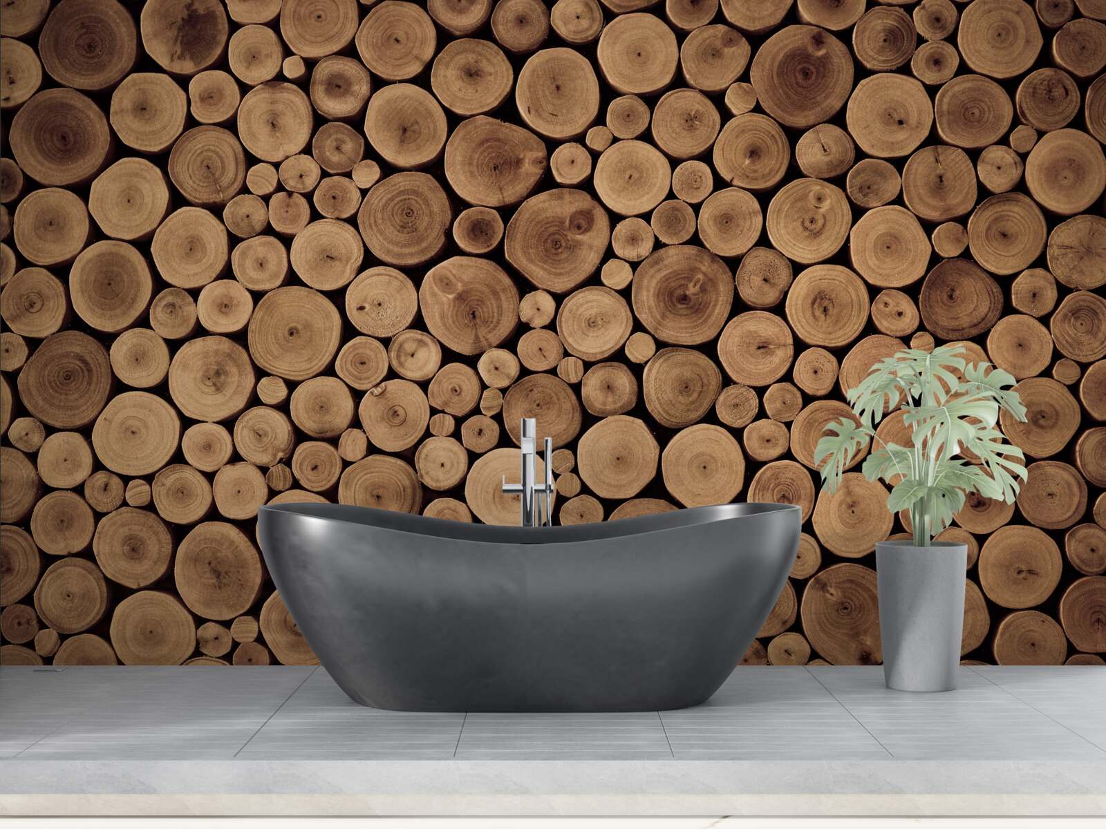 Фотошпалери акуратно обрізати круглі стовбури дерев