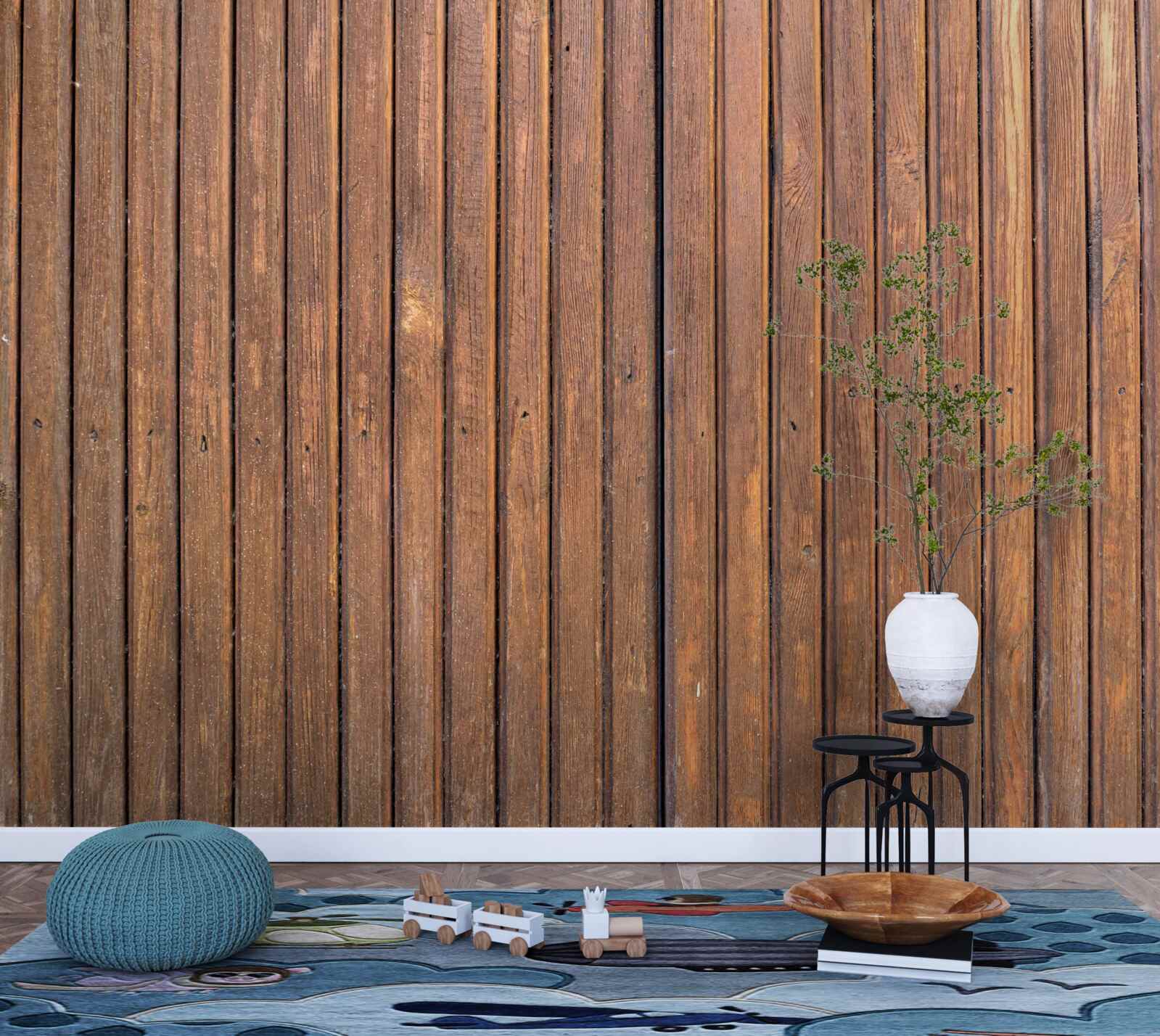 Фотошпалери суцільний бар'єр зі старих дерев'яних балок