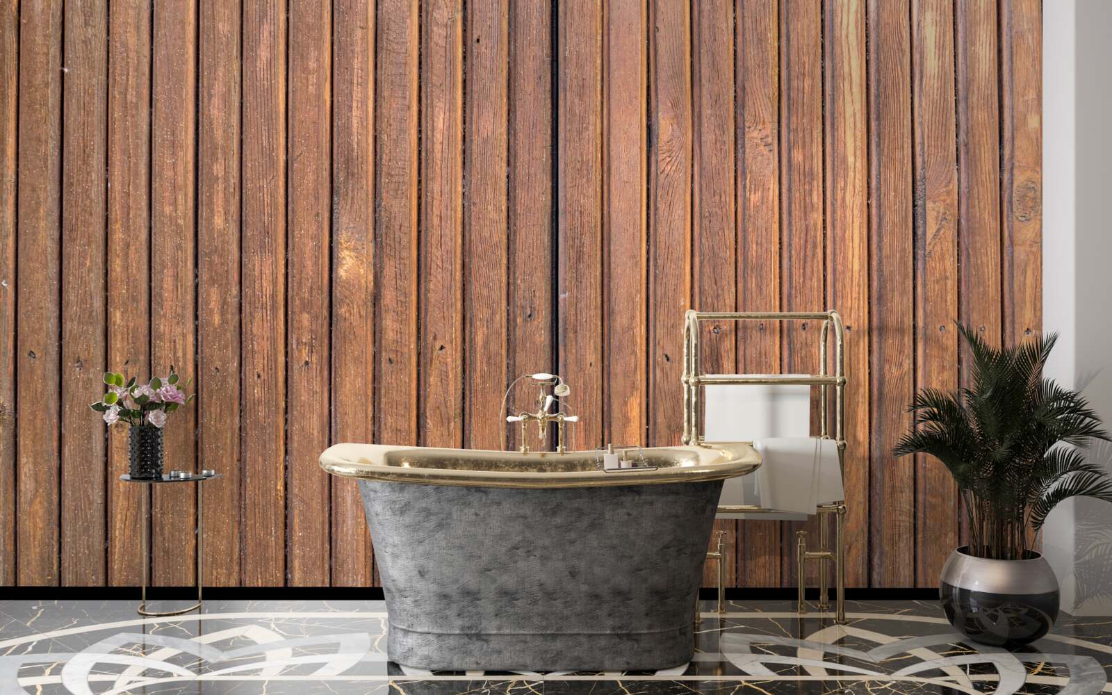 Фотошпалери суцільний бар'єр зі старих дерев'яних балок