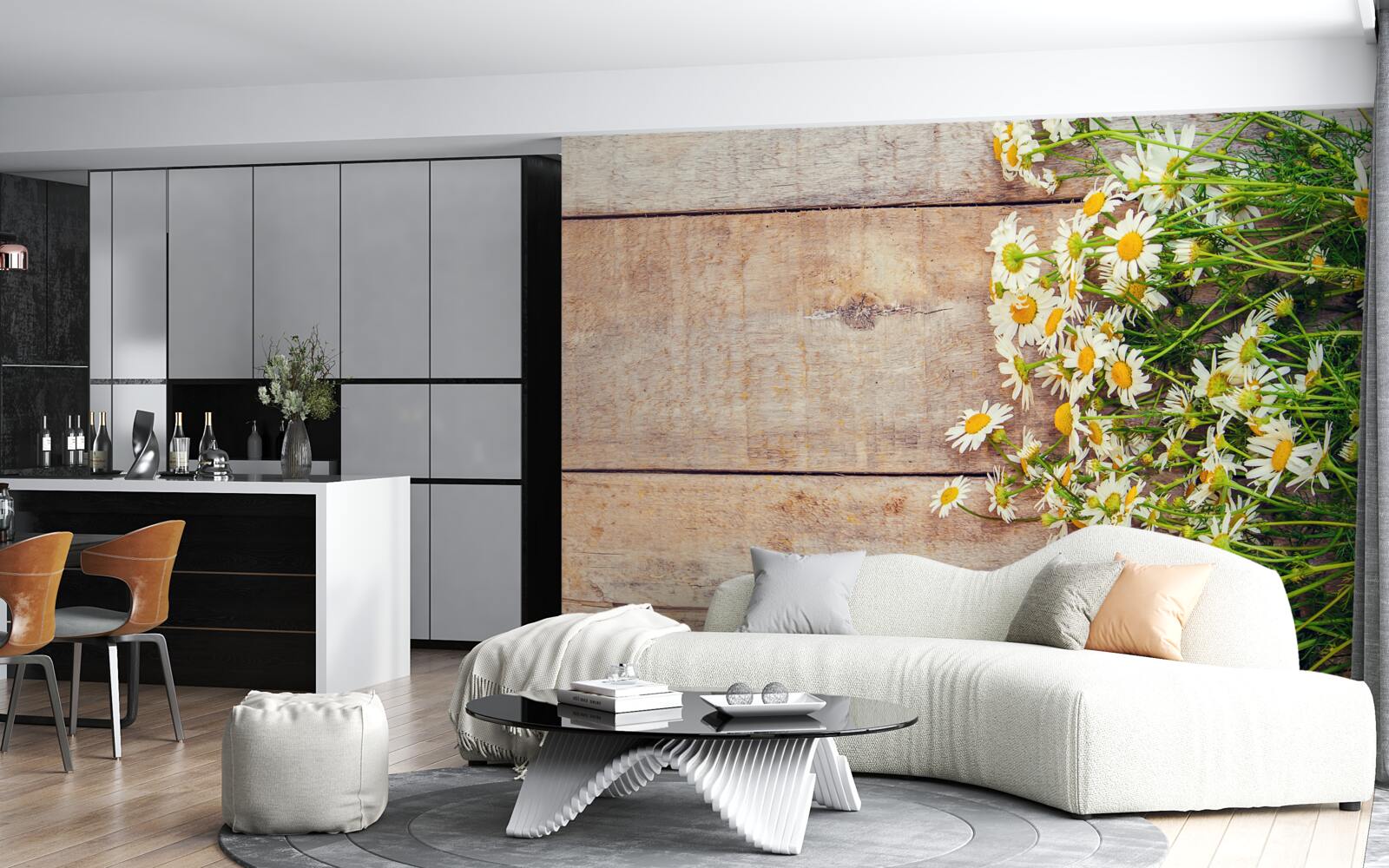 Фотошпалери кілька ромашок на танцполі