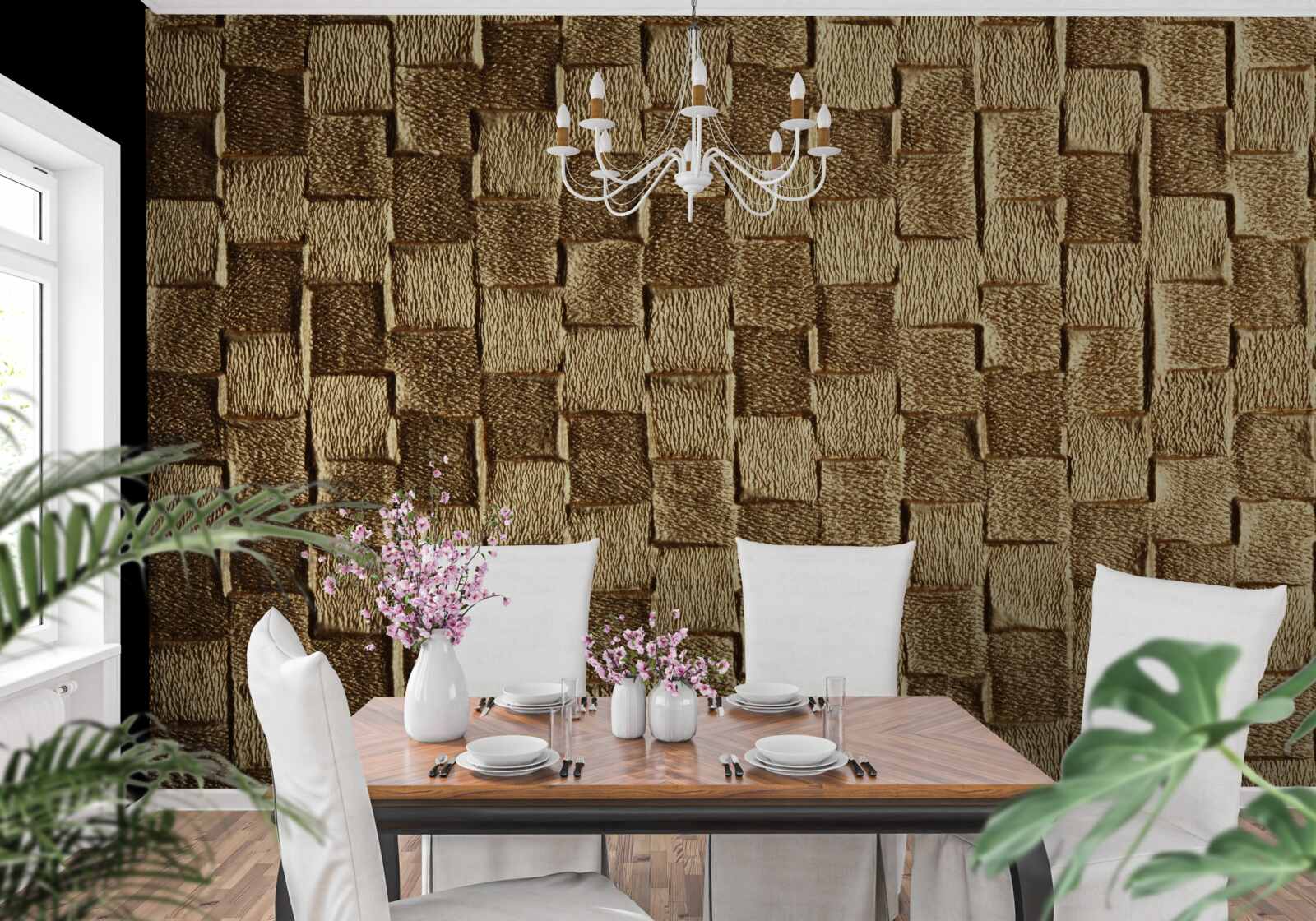 Фотошпалери коричневий квадратний мотив