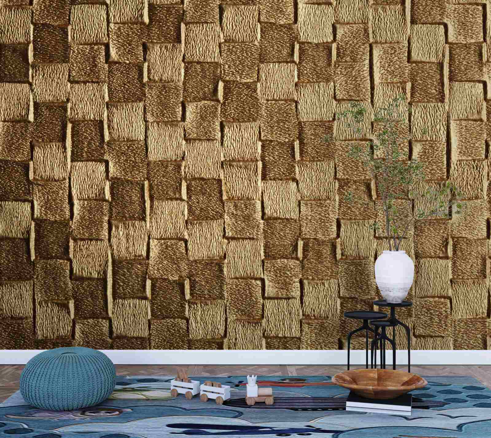 Фотошпалери коричневий квадратний мотив