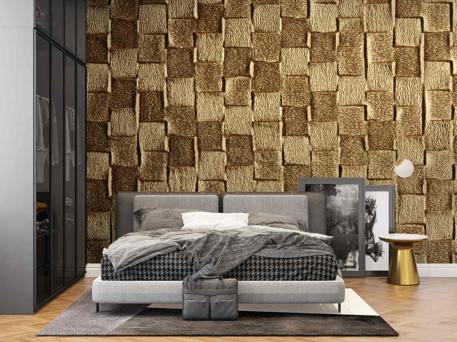 Фотошпалери коричневий квадратний мотив