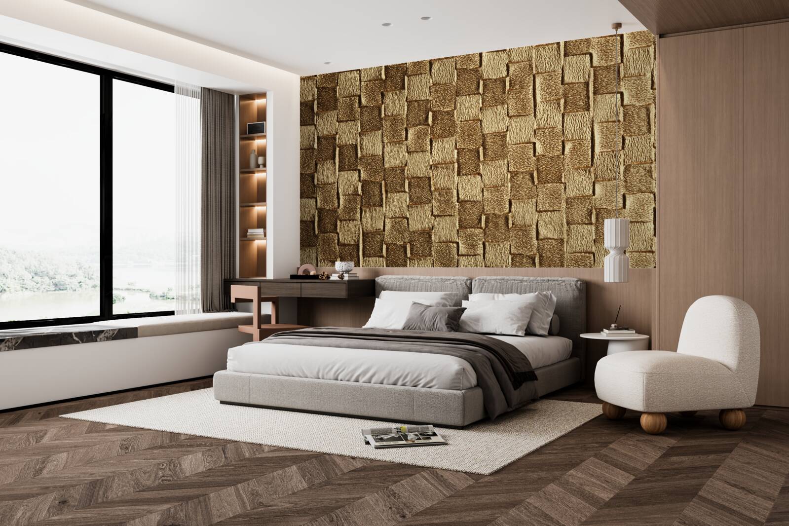 Фотошпалери коричневий квадратний мотив