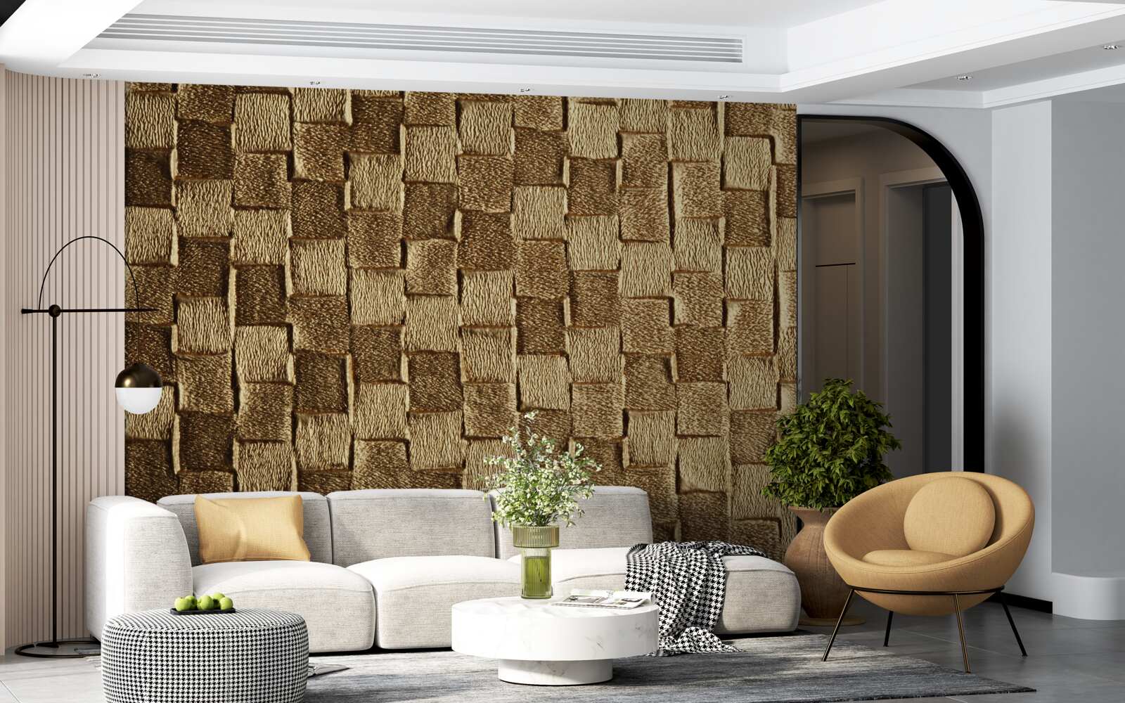 Фотошпалери коричневий квадратний мотив