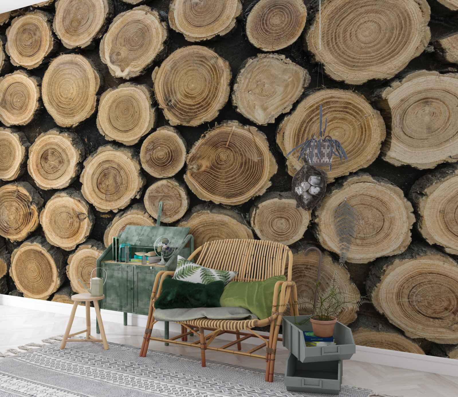 Фотошпалери повалені дерева у формі кола