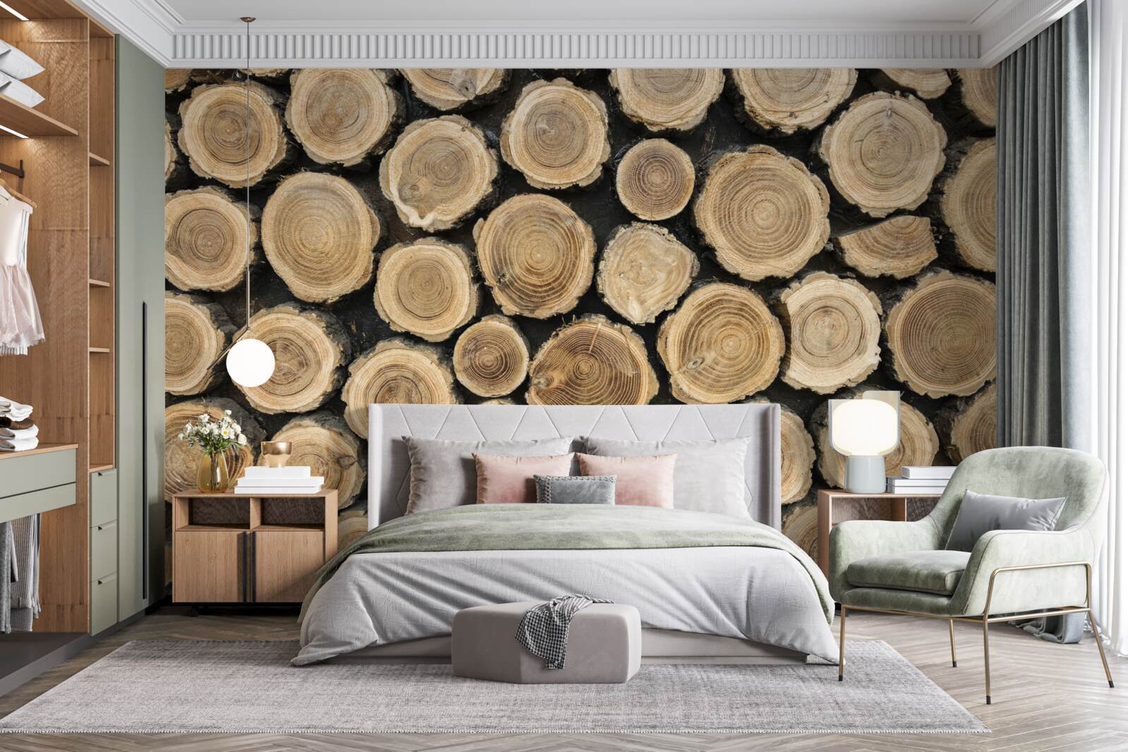 Фотошпалери повалені дерева у формі кола