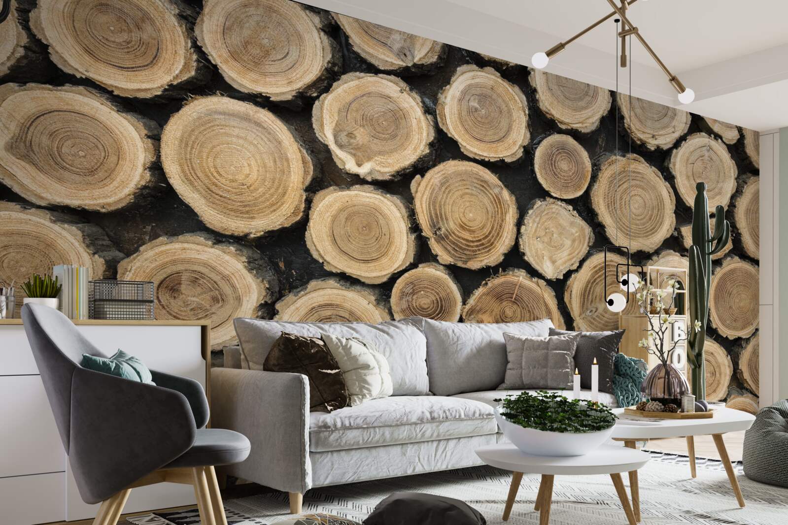 Фотошпалери повалені дерева у формі кола