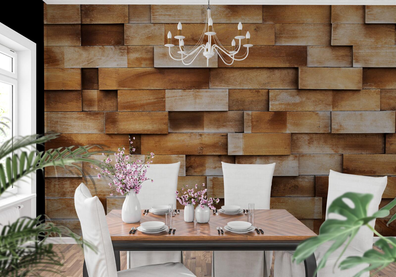 Фотошпалери бар'єр з дерев'яних балок