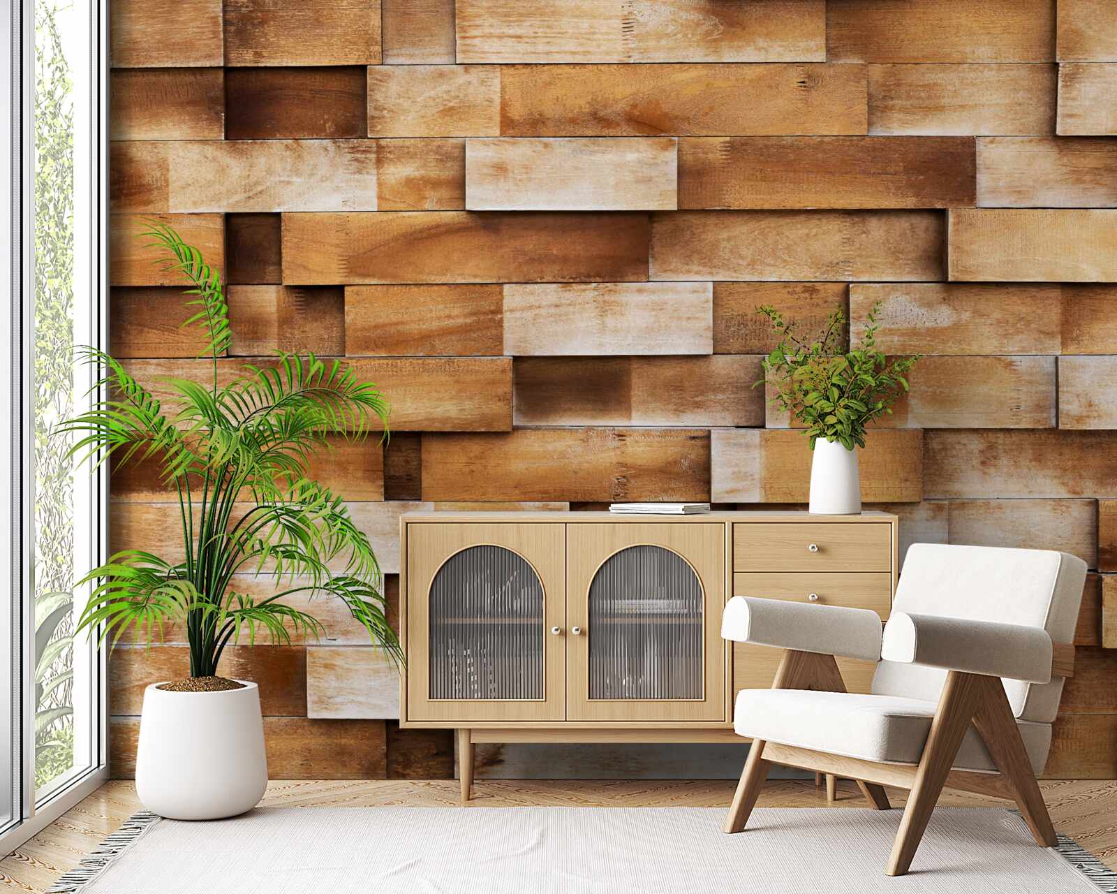 Фотошпалери бар'єр з дерев'яних балок