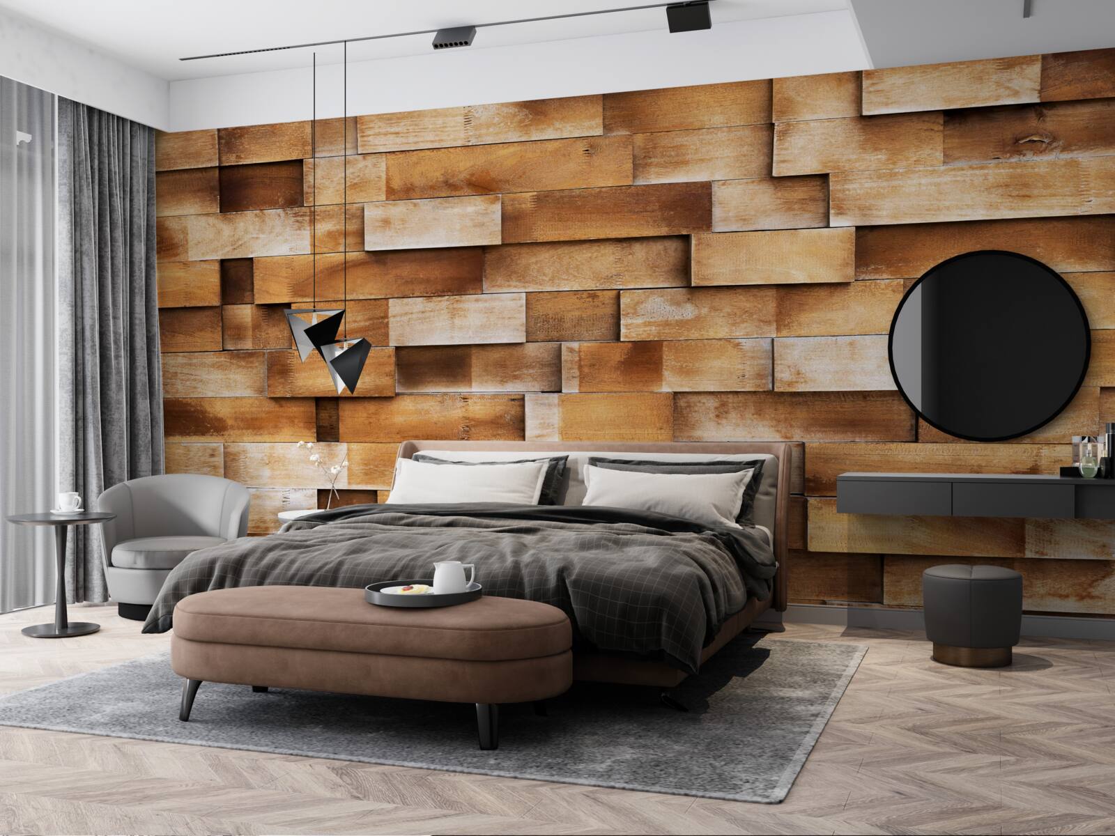 Фотошпалери бар'єр з дерев'яних балок