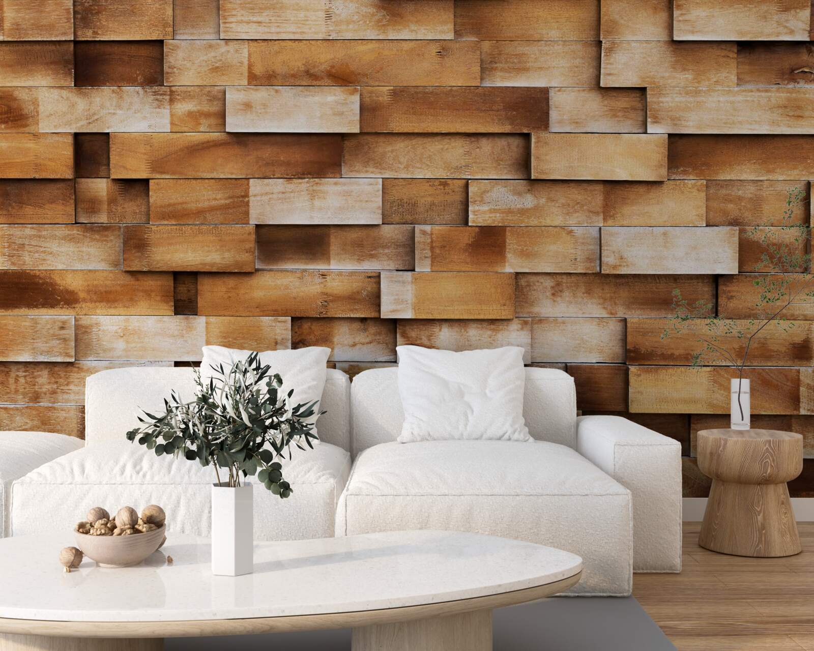 Фотошпалери бар'єр з дерев'яних балок