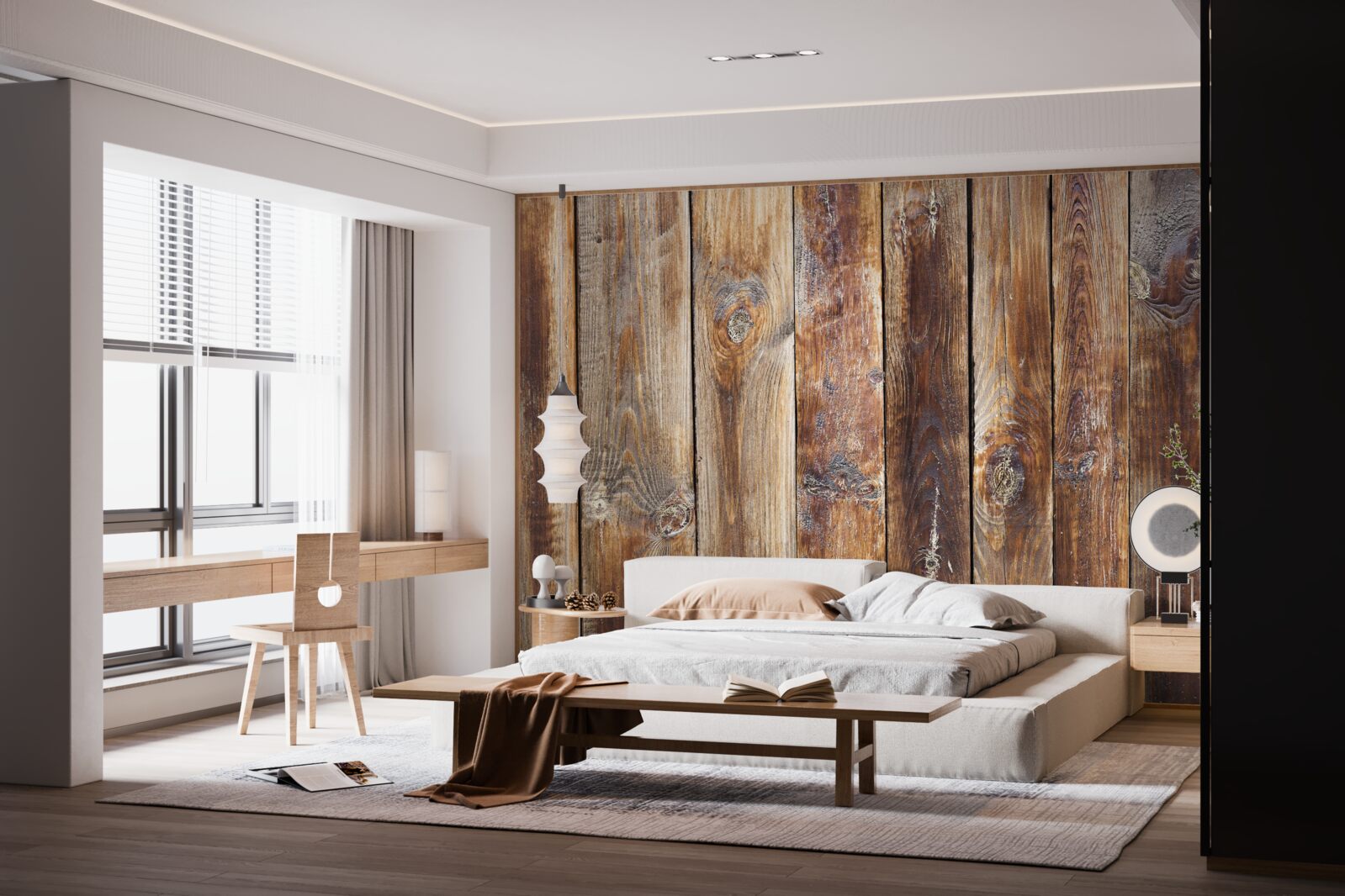 Фотошпалери балки виготовлені з темно-коричневого дерева