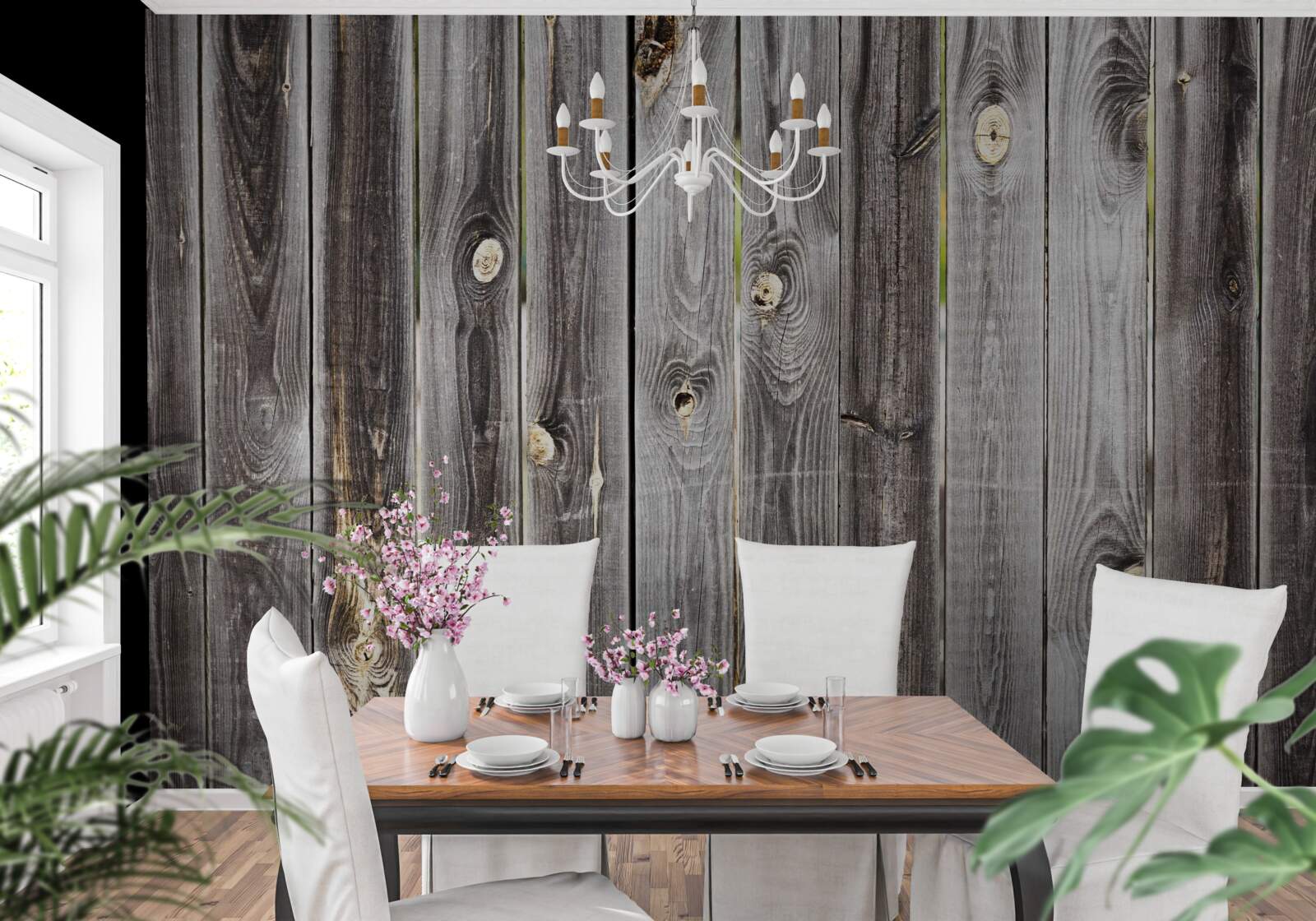 Фотошпалери темно-сірий дерев'яний паркан