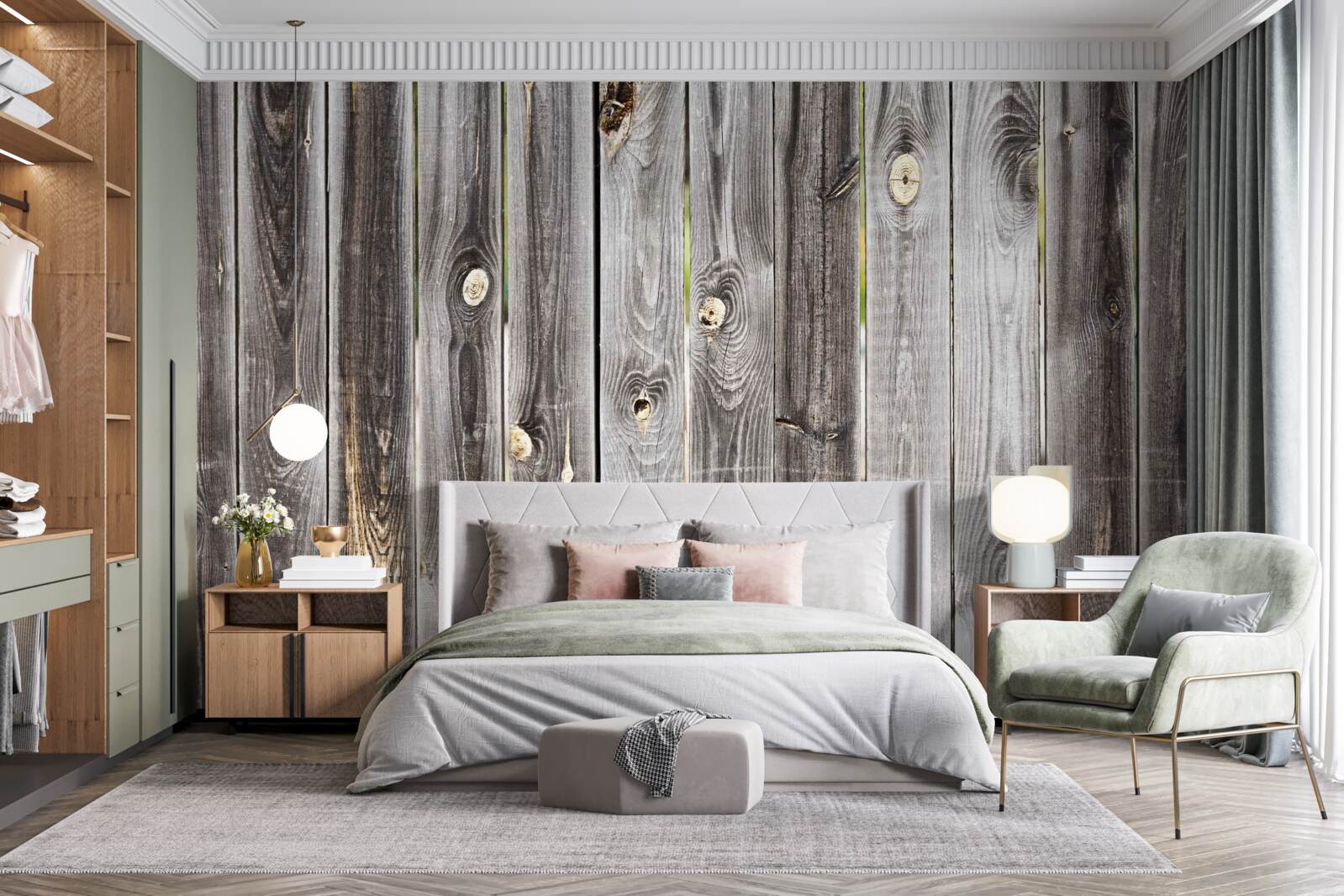 Фотошпалери темно-сірий дерев'яний паркан