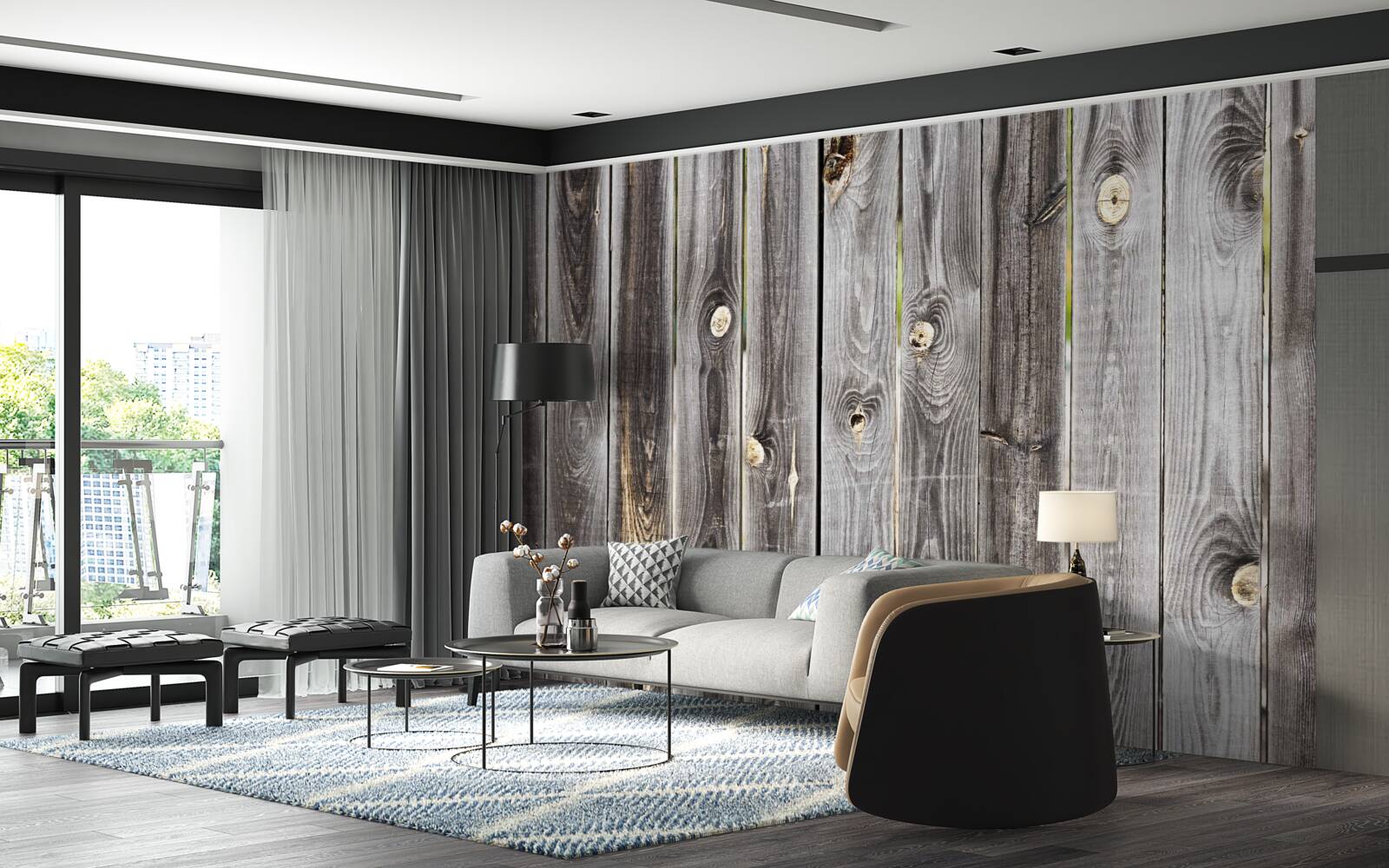 Фотошпалери темно-сірий дерев'яний паркан