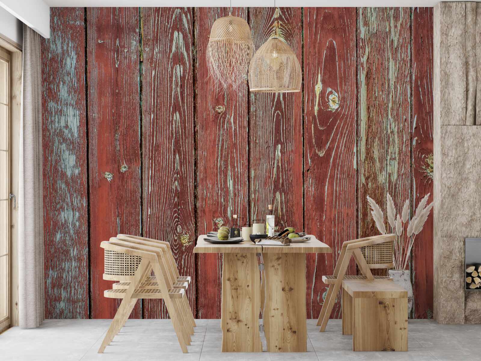 Фотошпалери дерев'яне тло червоного кольору має антикварний вигляд