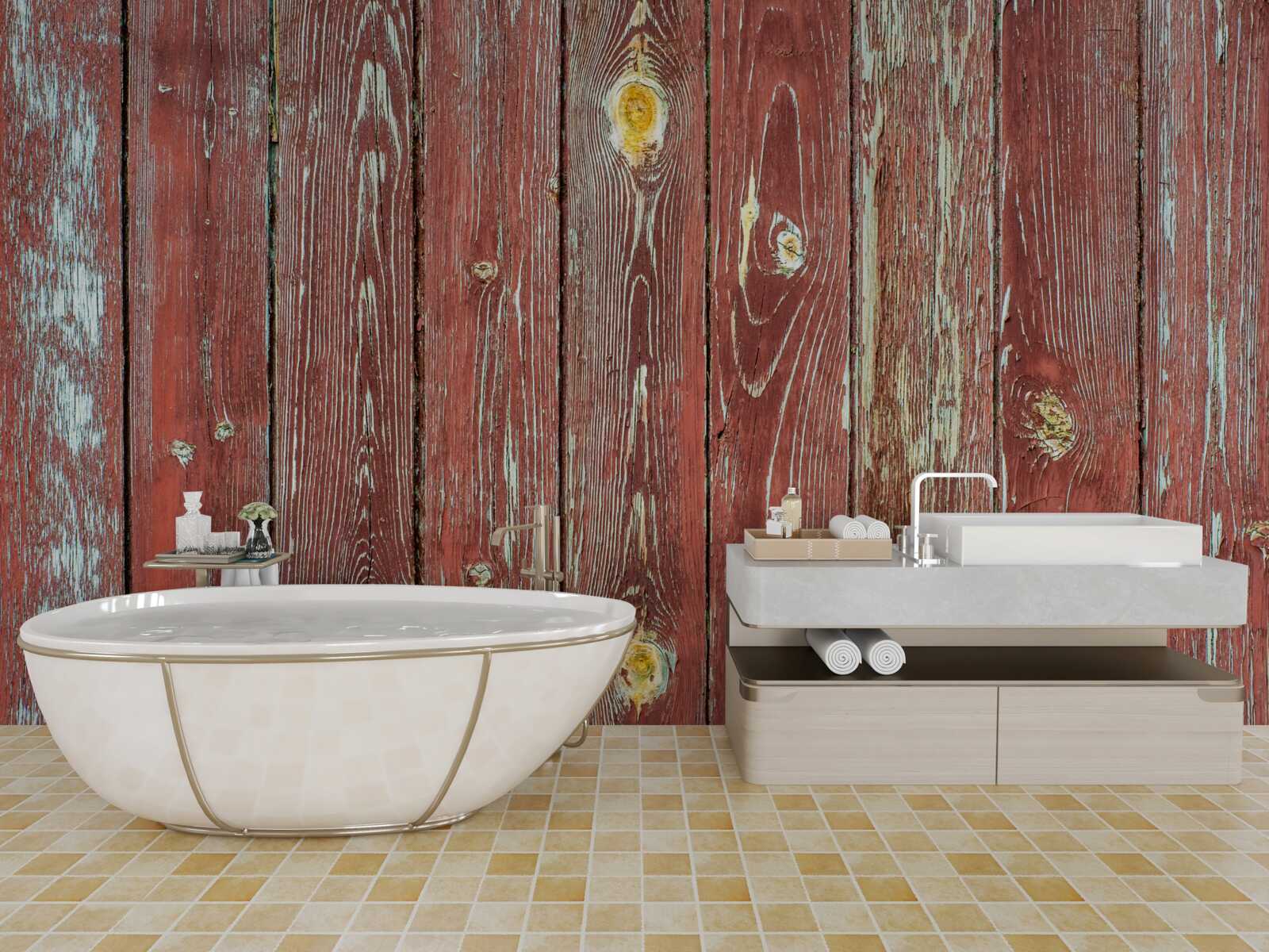 Фотошпалери дерев'яне тло червоного кольору має антикварний вигляд