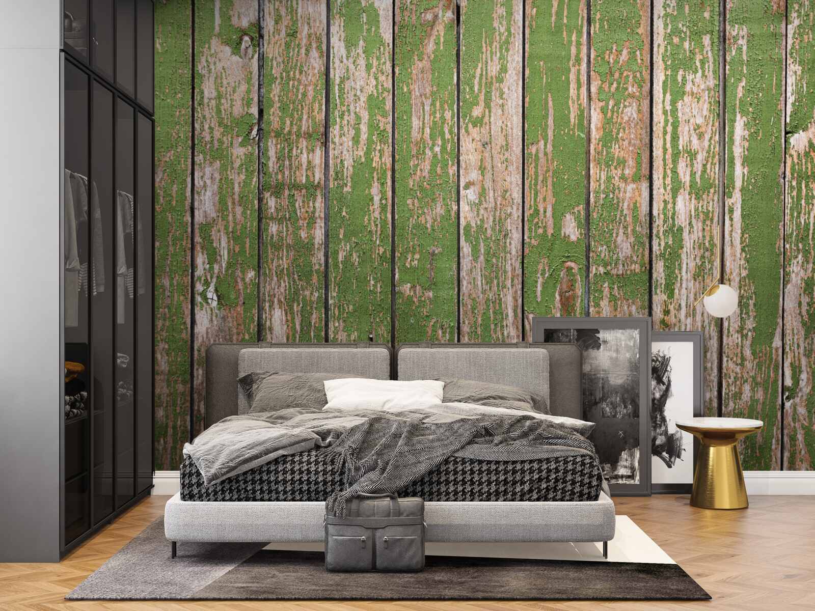 Фотошпалери старовинний, напівзруйнований зелений паркан