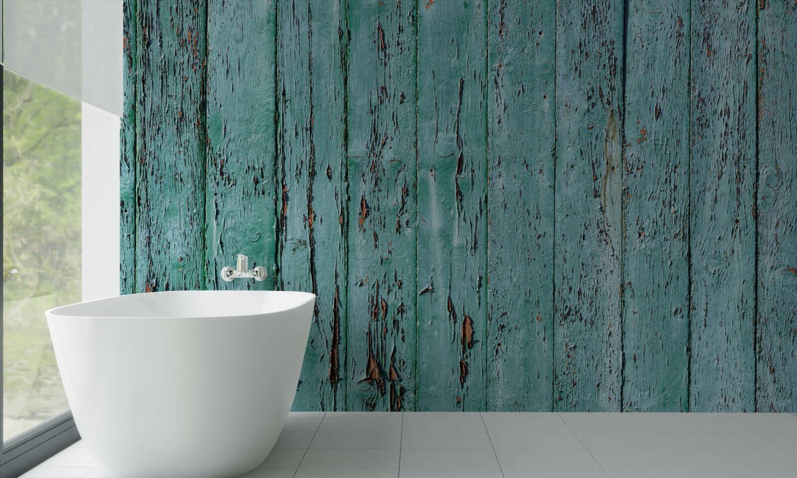 Фотошпалери дерев'яні дошки, пофарбовані в м'ятно-зелений колір, старі