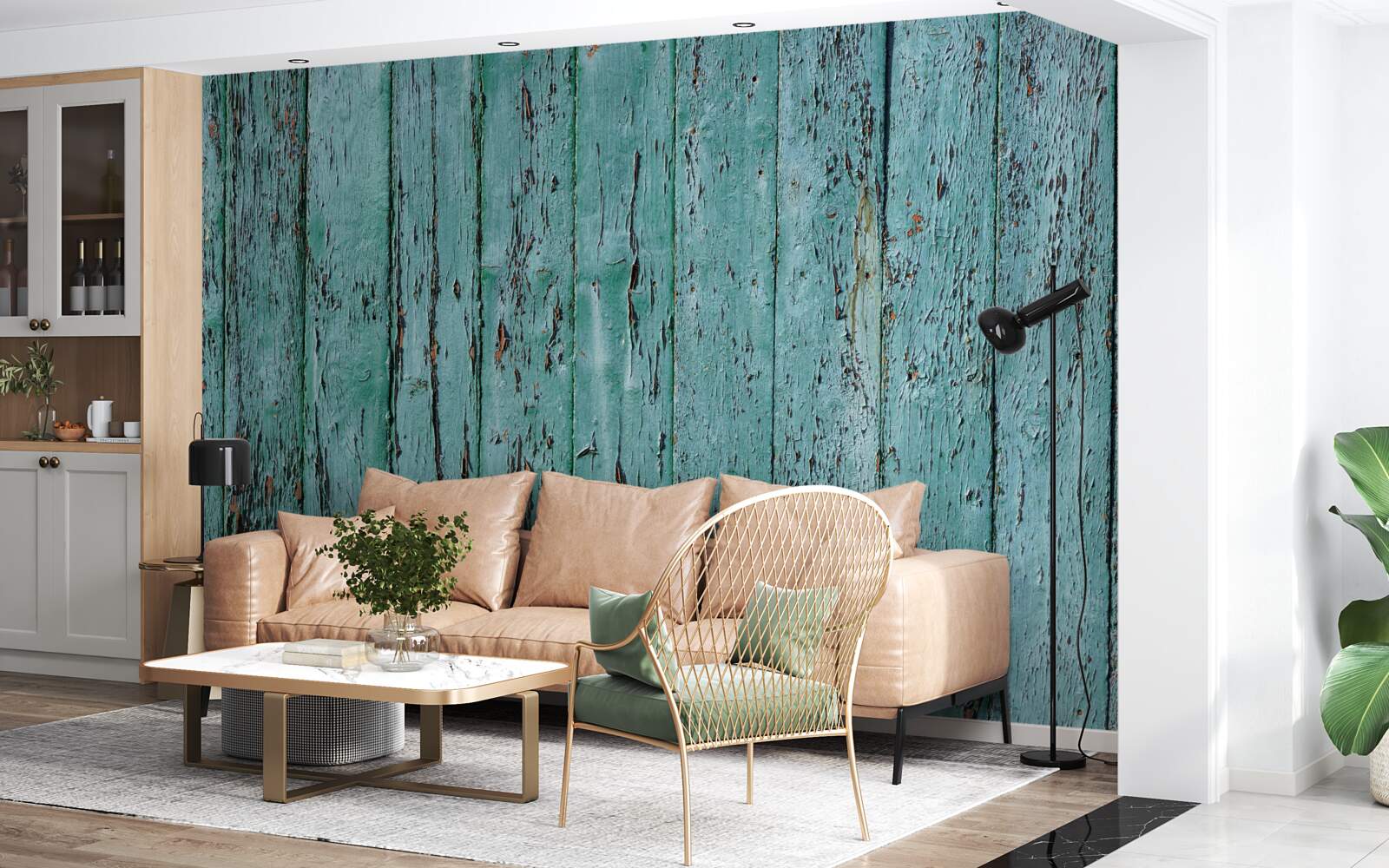 Фотошпалери дерев'яні дошки, пофарбовані в м'ятно-зелений колір, старі