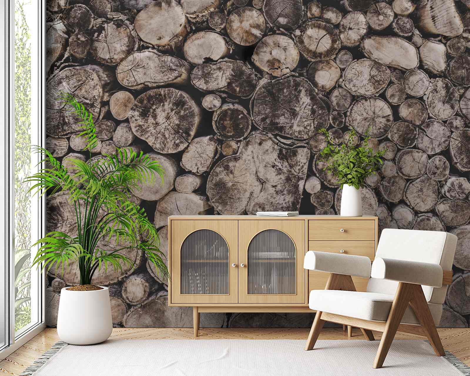 Фотошпалери неочищені шматки деревини