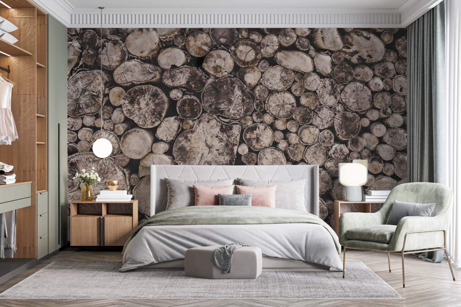 Фотошпалери неочищені шматки деревини