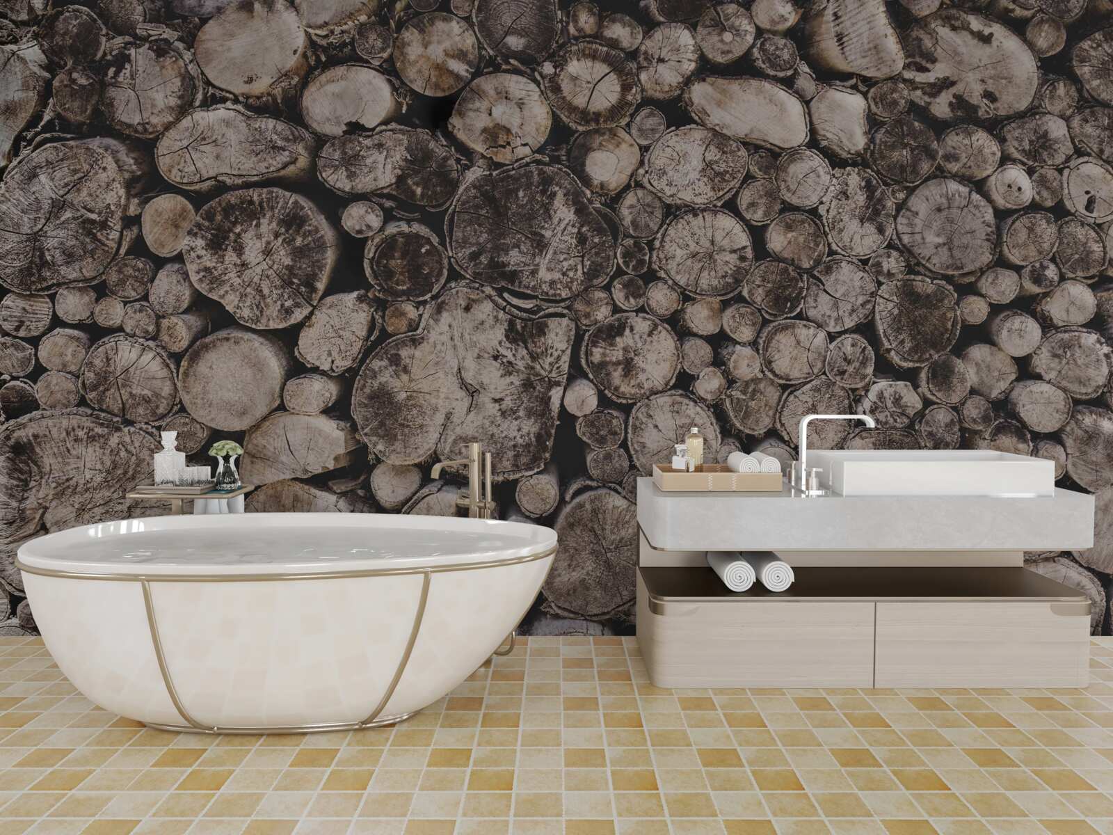 Фотошпалери неочищені шматки деревини