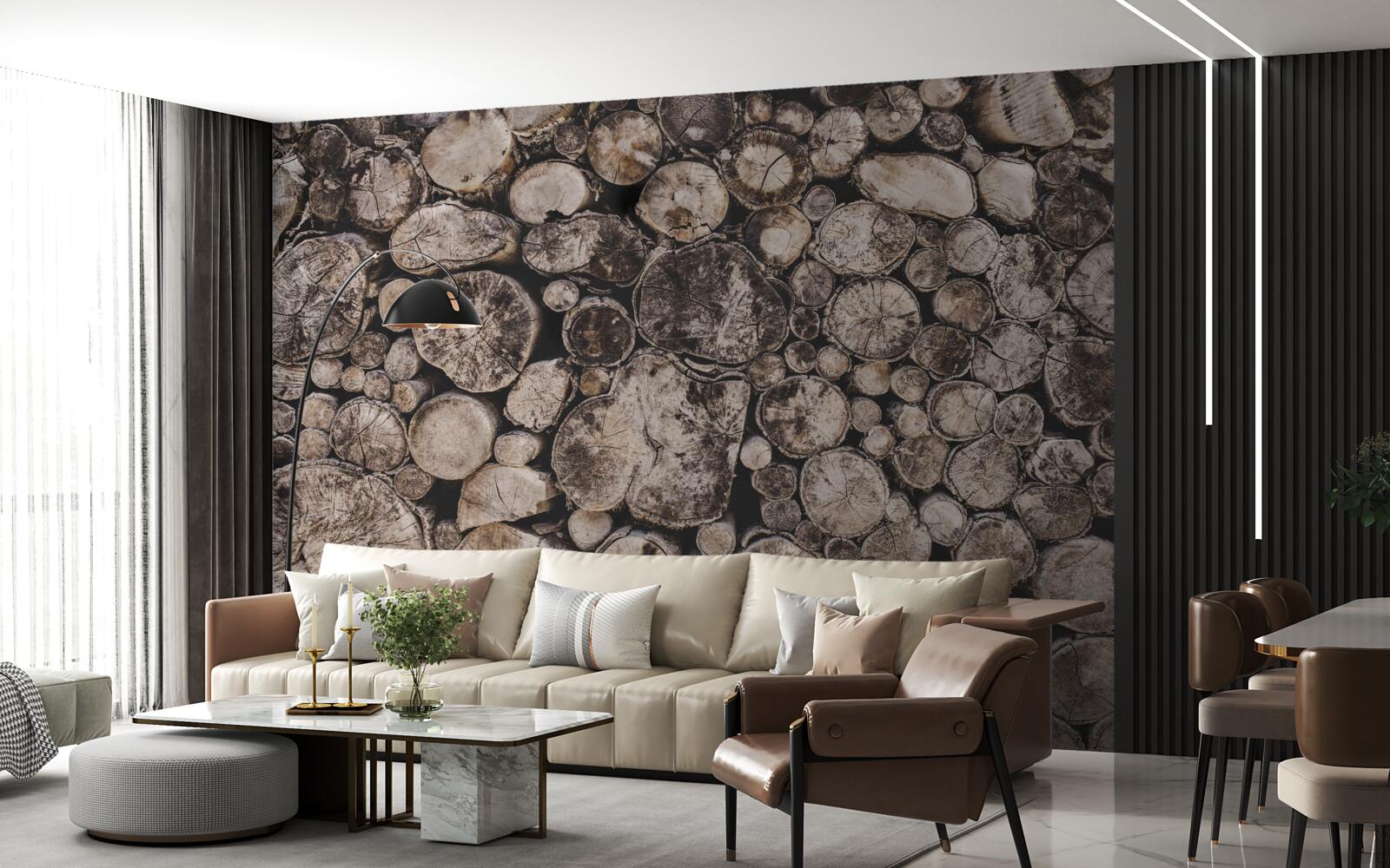 Фотошпалери неочищені шматки деревини