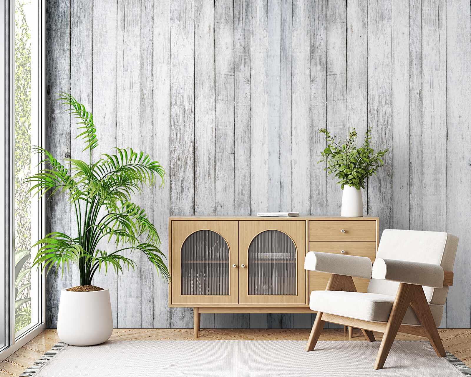 Фотошпалери тонкі палички зі світло-сірого дерева