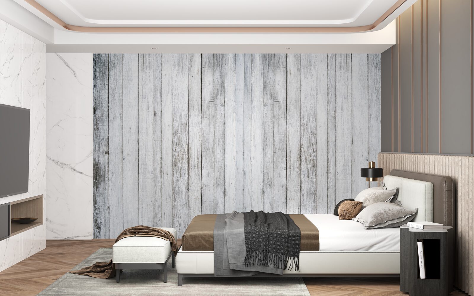 Фотошпалери тонкі палички зі світло-сірого дерева