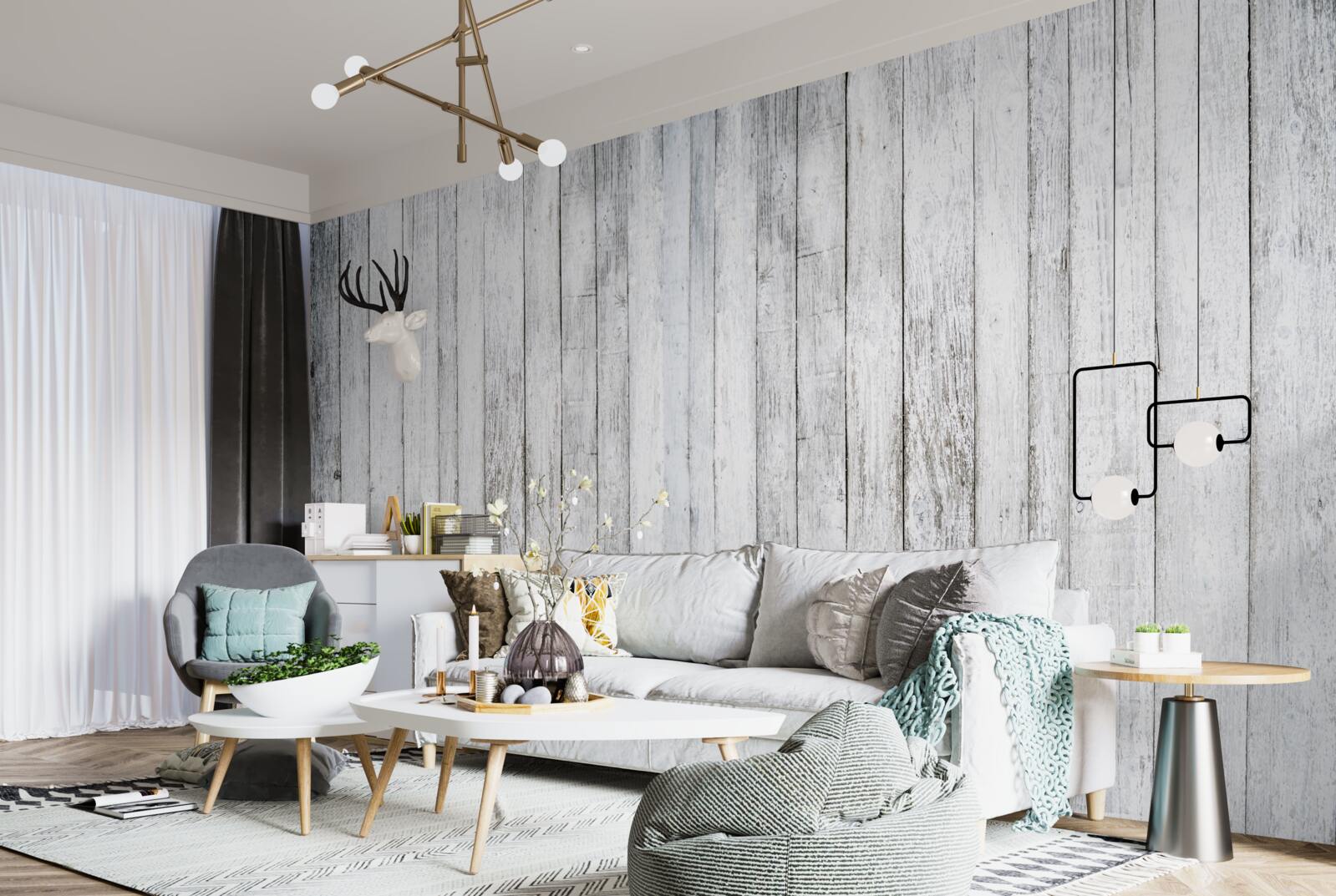 Фотошпалери тонкі палички зі світло-сірого дерева