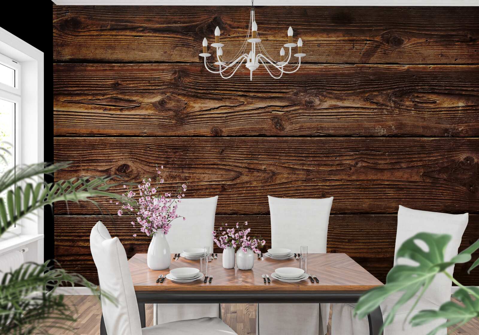 Фотошпалери темно-коричнева паркетна дошка