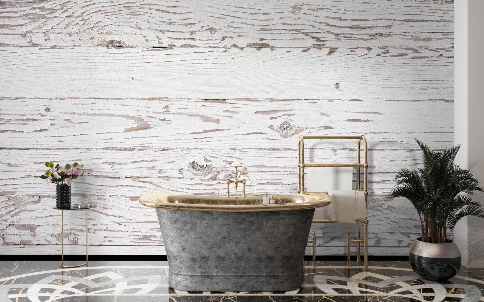 Фотошпалери побілена антикварна паркетна дошка