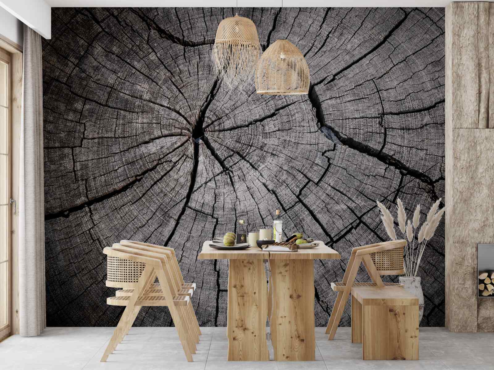 Фотошпалери по старій деревині пробігають тріщини