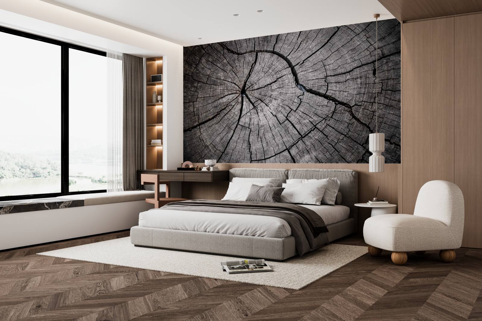 Фотошпалери по старій деревині пробігають тріщини