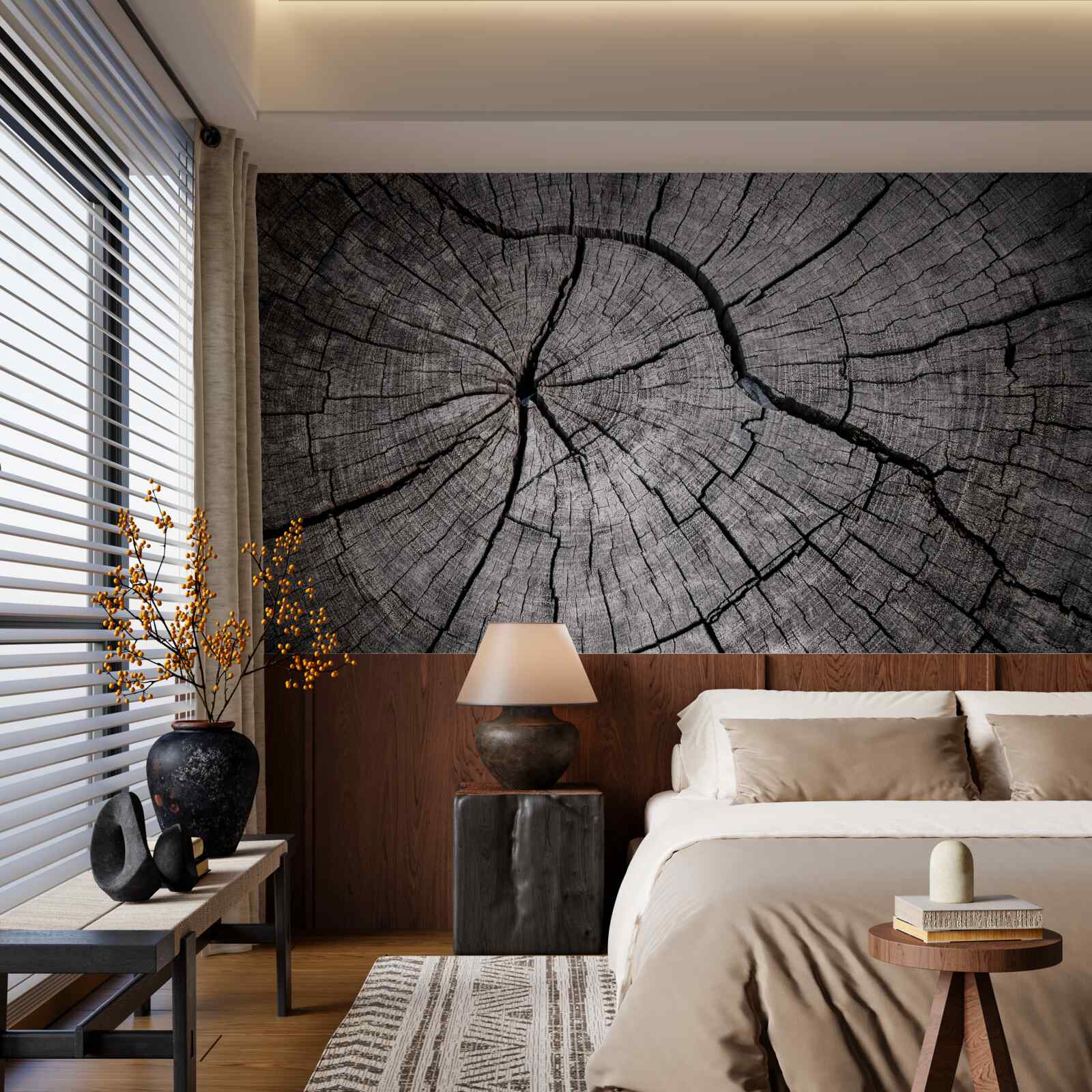 Фотошпалери по старій деревині пробігають тріщини