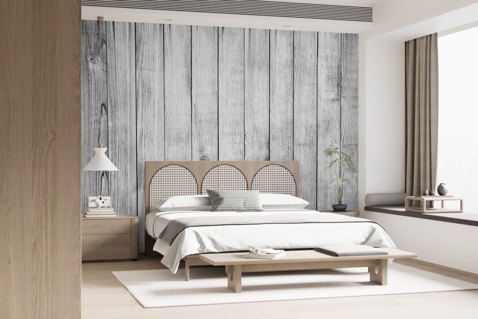 Фотошпалери світло-сіра паркетна дошка