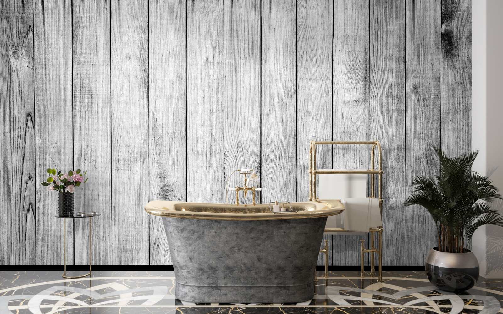 Фотошпалери світло-сіра паркетна дошка