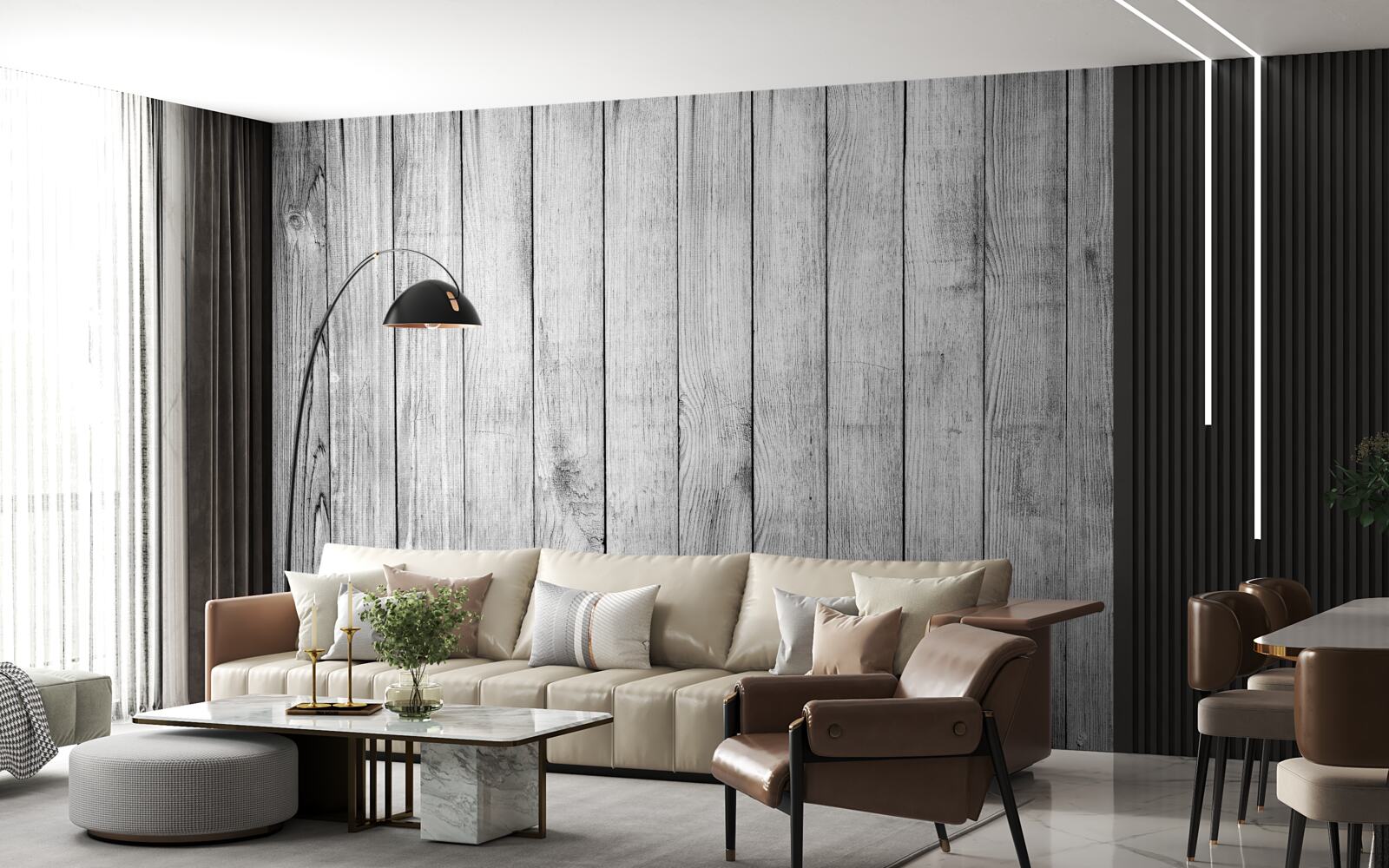 Фотошпалери світло-сіра паркетна дошка